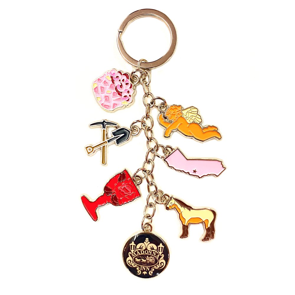 Keychain with many charms