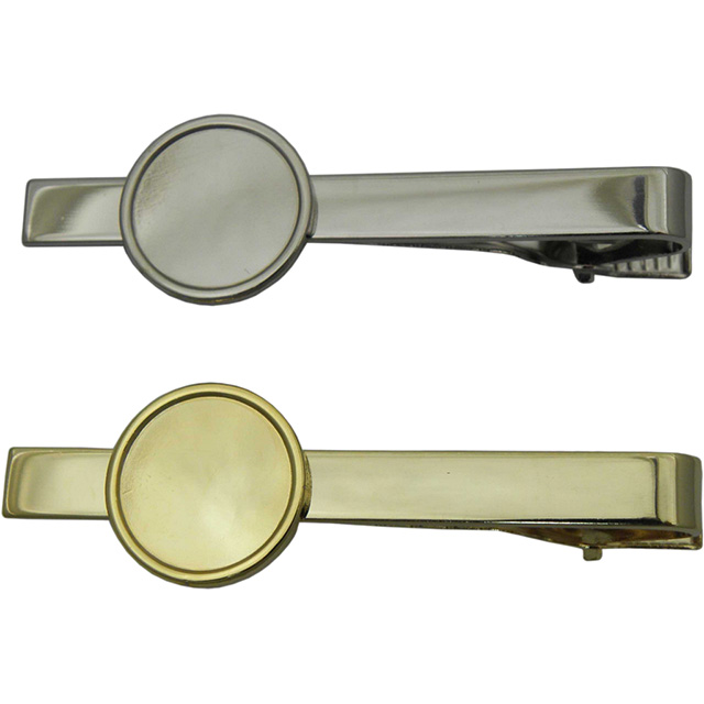 Open mold tie clip with epoxy sticker logo