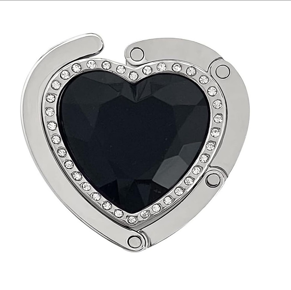 Heart Shaped Purse Hook Hanger with Rhinestones